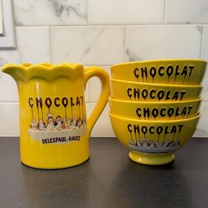 JARS 🇫🇷 FRANCE CERAMISTES CHOCOLAT DELESPAUL-HAVEZ Pitcher + Bowls Set